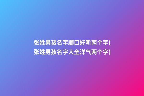 张姓男孩名字顺口好听两个字(张姓男孩名字大全洋气两个字)