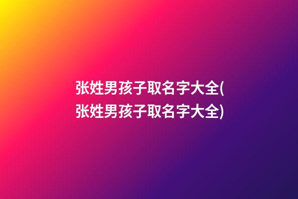 张姓男孩子取名字大全(张姓男孩子取名字大全)