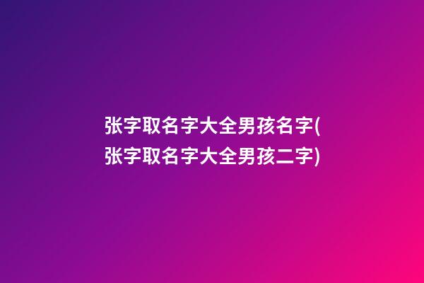 张字取名字大全男孩名字(张字取名字大全男孩二字)