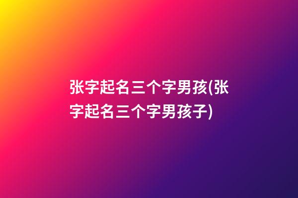 张字起名三个字男孩(张字起名三个字男孩子)