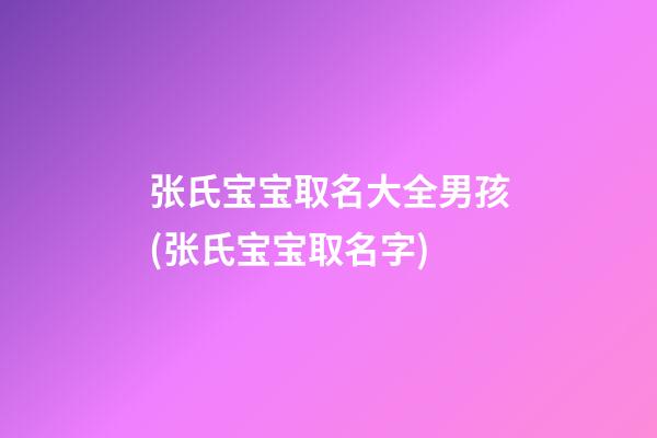 张氏宝宝取名大全男孩(张氏宝宝取名字)