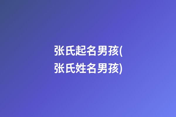 张氏起名男孩(张氏姓名男孩)