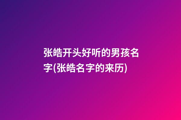 张皓开头好听的男孩名字(张皓名字的来历)