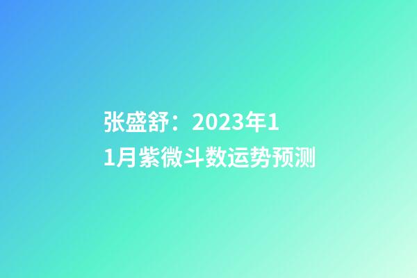 张盛舒：2023年11月紫微斗数运势预测