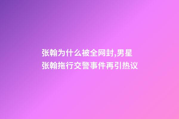 张翰为什么被全网封,男星张翰拖行交警事件再引热议-第1张-观点-玄机派
