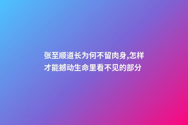 张至顺道长为何不留肉身,怎样才能撼动生命里看不见的部分-第1张-观点-玄机派