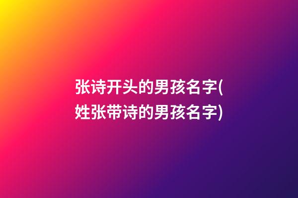 张诗开头的男孩名字(姓张带诗的男孩名字)