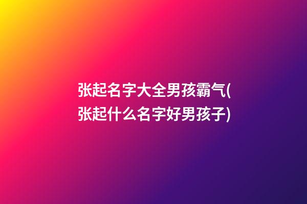 张起名字大全男孩霸气(张起什么名字好男孩子)