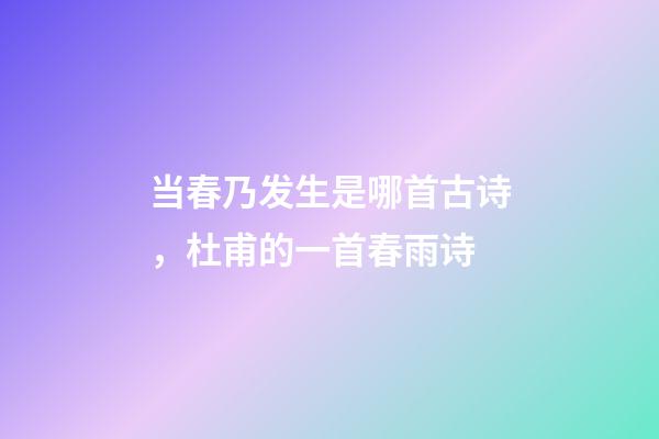 当春乃发生是哪首古诗，杜甫的一首春雨诗-第1张-观点-玄机派