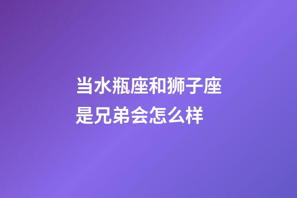 当水瓶座和狮子座是兄弟会怎么样