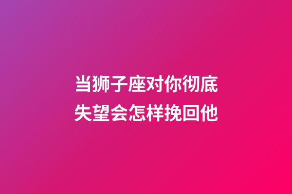 当狮子座对你彻底失望会怎样挽回他