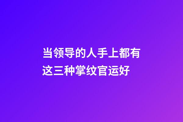 当领导的人手上都有这三种掌纹官运好