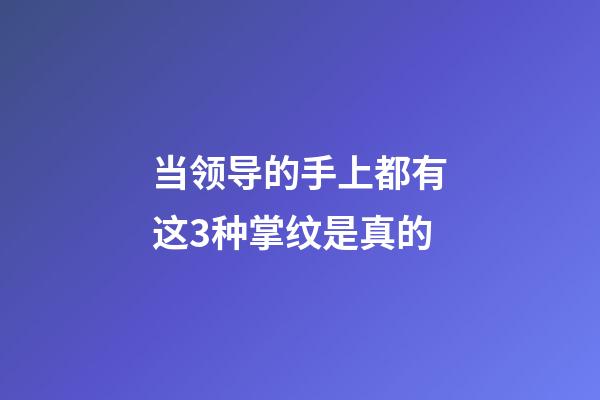 当领导的手上都有这3种掌纹是真的