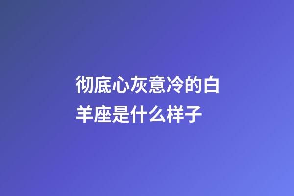 彻底心灰意冷的白羊座是什么样子
