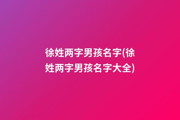 徐姓两字男孩名字(徐姓两字男孩名字大全)
