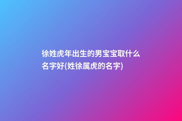 徐姓虎年出生的男宝宝取什么名字好(姓徐属虎的名字)