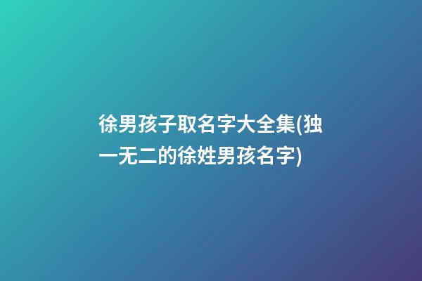 徐男孩子取名字大全集(独一无二的徐姓男孩名字)