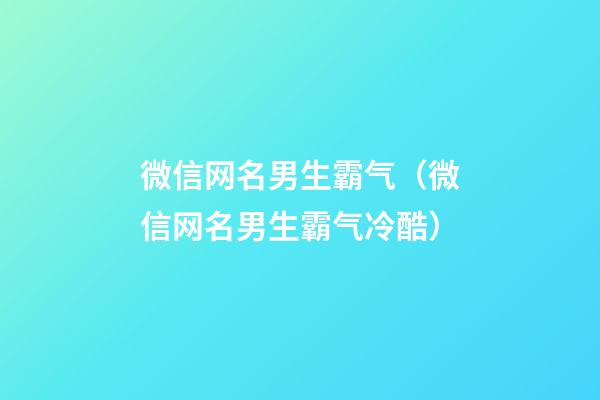 微信网名男生霸气（微信网名男生霸气冷酷）