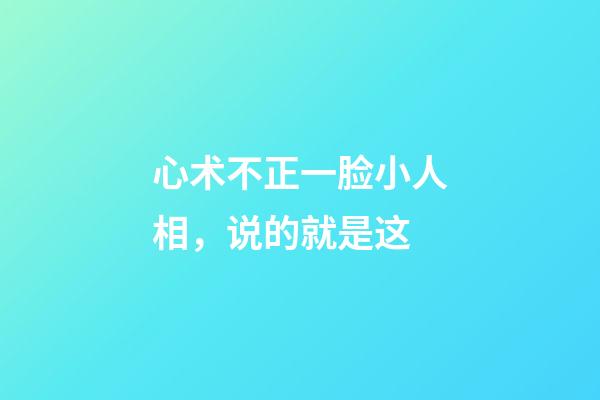 心术不正一脸小人相，说的就是这