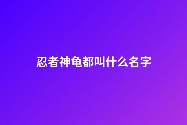 忍者神龟都叫什么名字