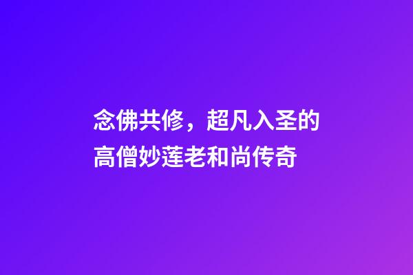 念佛共修，超凡入圣的高僧妙莲老和尚传奇-第1张-观点-玄机派