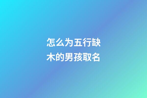 怎么为五行缺木的男孩取名