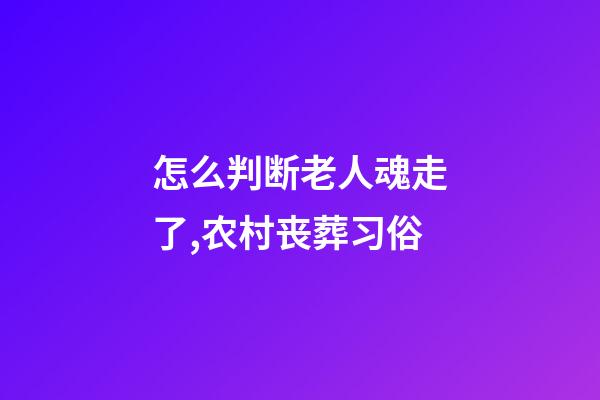 怎么判断老人魂走了,农村丧葬习俗-第1张-观点-玄机派