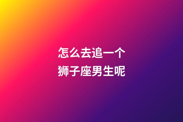 怎么去追一个狮子座男生呢