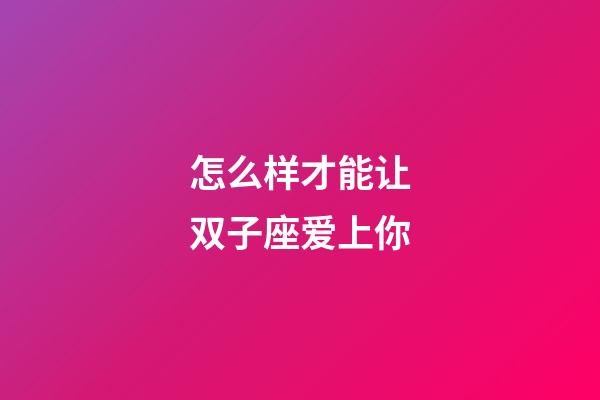 怎么样才能让双子座爱上你-第1张-星座运势-玄机派