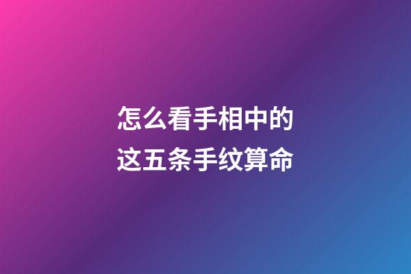 怎么看手相中的这五条手纹算命
