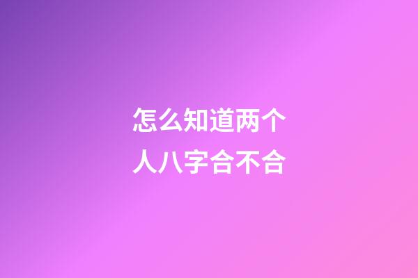 怎么知道两个人八字合不合