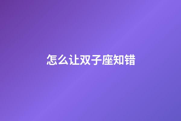 怎么让双子座知错-第1张-星座运势-玄机派