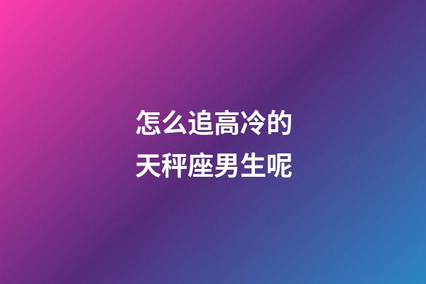 怎么追高冷的天秤座男生呢