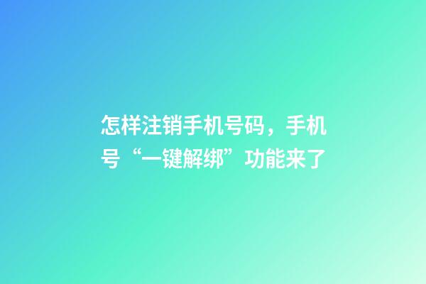 怎样注销手机号码，手机号“一键解绑”功能来了-第1张-观点-玄机派