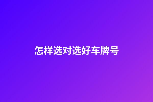 怎样选对选好车牌号?