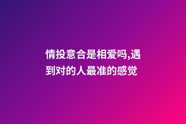 情投意合是相爱吗,遇到对的人最准的感觉-第1张-观点-玄机派