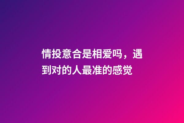 情投意合是相爱吗，遇到对的人最准的感觉-第1张-观点-玄机派