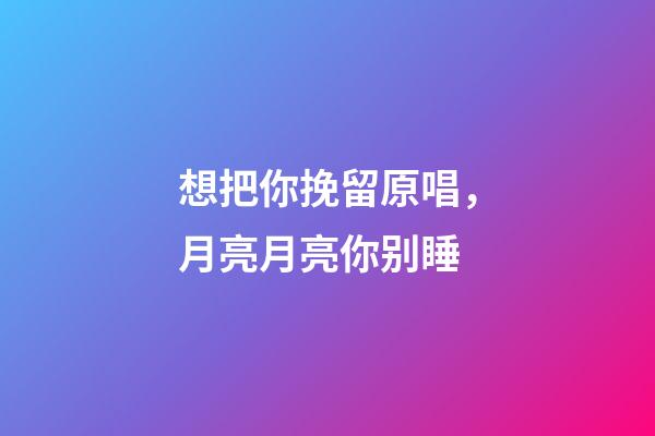 想把你挽留原唱，月亮月亮你别睡-第1张-观点-玄机派