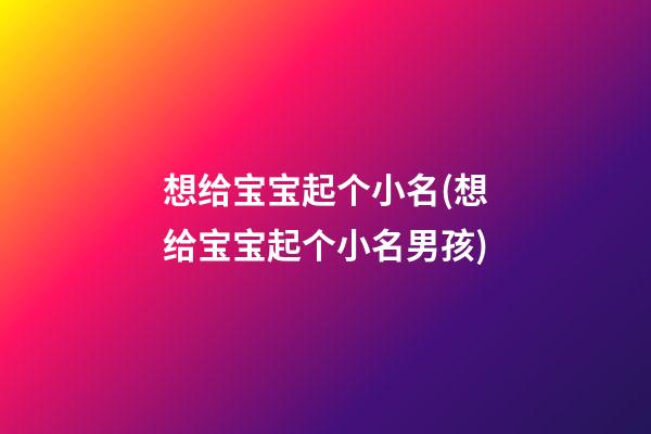 想给宝宝起个小名(想给宝宝起个小名男孩)