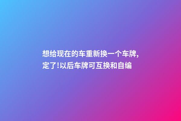 想给现在的车重新换一个车牌,定了!以后车牌可互换和自编-第1张-观点-玄机派