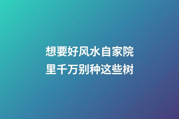想要好风水自家院里千万别种这些树