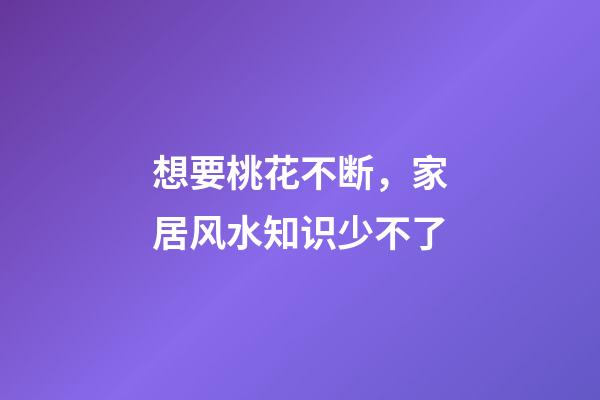 想要桃花不断，家居风水知识少不了