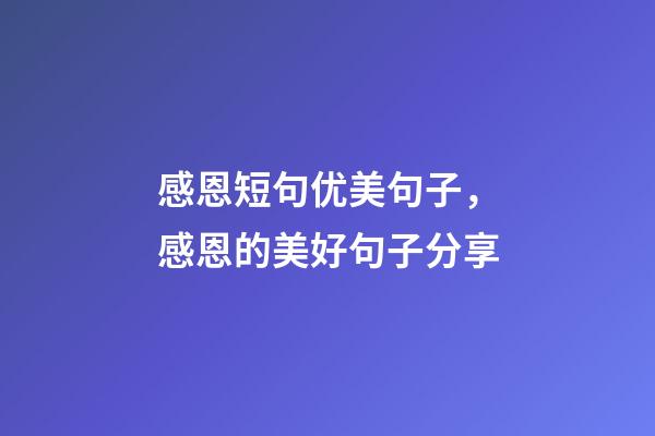 感恩短句优美句子，感恩的美好句子分享-第1张-观点-玄机派