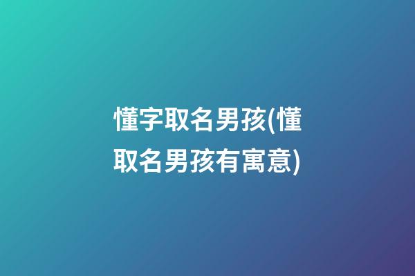 懂字取名男孩(懂取名男孩有寓意)