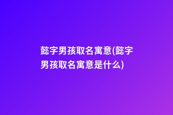 懿字男孩取名寓意(懿字男孩取名寓意是什么)