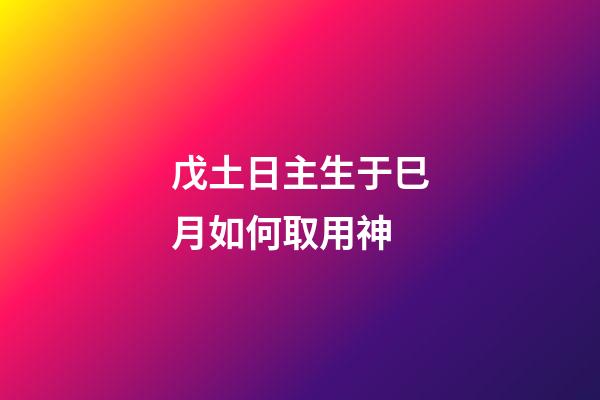 戊土日主生于巳月如何取用神?