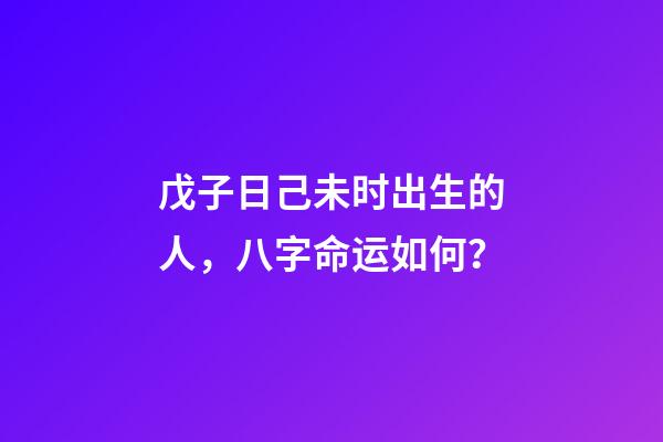 戊子日己未时出生的人，八字命运如何？