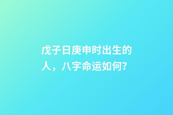 戊子日庚申时出生的人，八字命运如何？