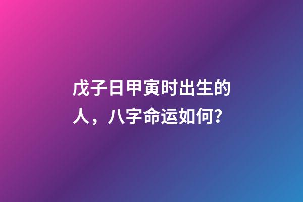 戊子日甲寅时出生的人，八字命运如何？