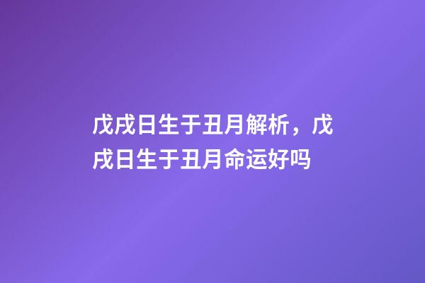 戊戌日生于丑月解析，戊戌日生于丑月命运好吗